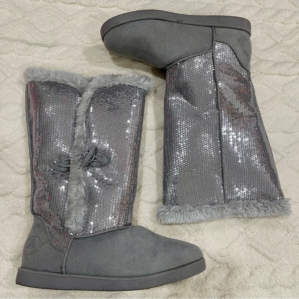Airwalk Silver Sequin Cozy Lined Boots